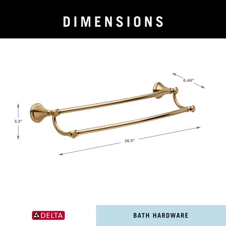 Cassidy 24 in. Wall Mount Double Towel Bar Bath Hardware Accessory