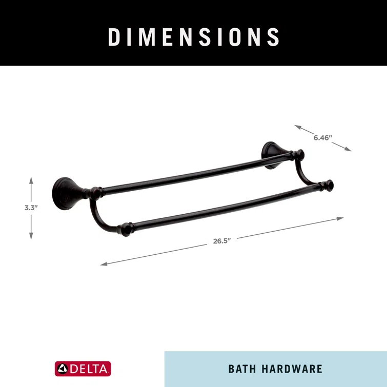 Cassidy 24 in. Wall Mount Double Towel Bar Bath Hardware Accessory