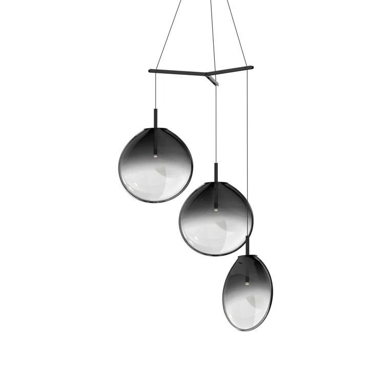 Cantina 36" Smoke Fade Glass LED Pendant Light - Satin Black