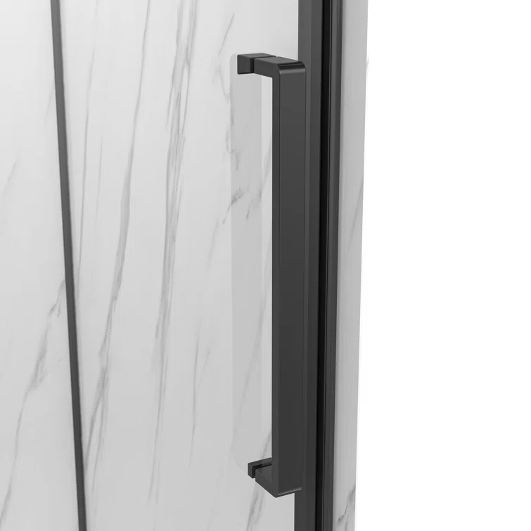 York 36" W x 79" H Alcove Reversible Shower Kit in Black with Door, Base, And Walls