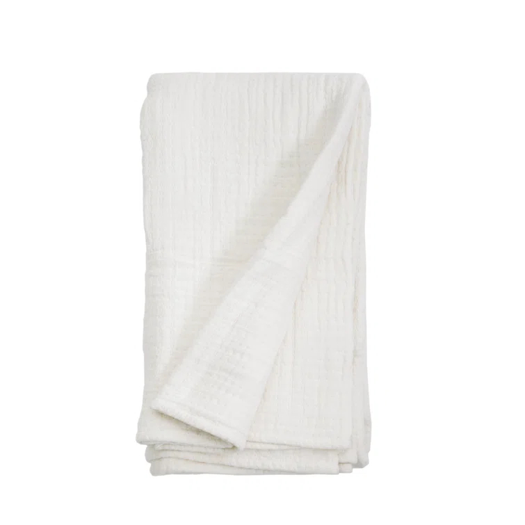 Arrowhead Textured Cotton Blanket by Pom Pom at Home - Cream / King