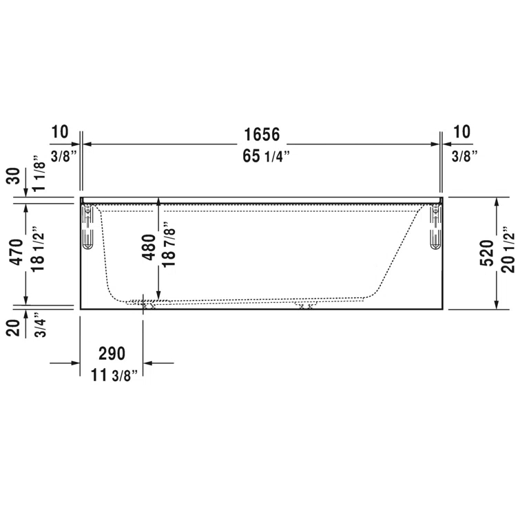 Architec 66" x 32" Alcove Bathtub