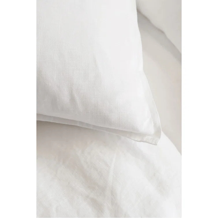 King White Belgian Linen Duvet Cover Set