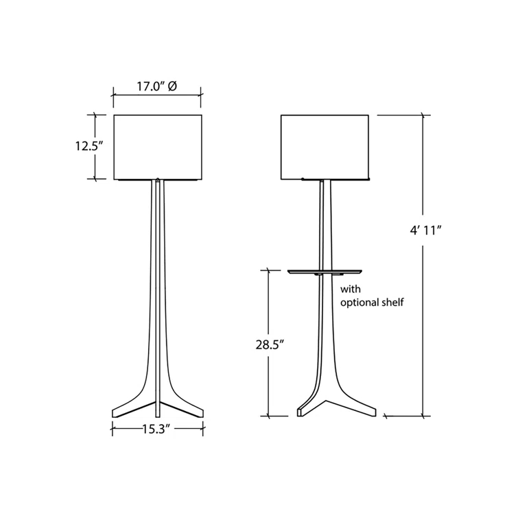 Nauta White Linen Shade Tripod Floor Lamp in Brushed Brass