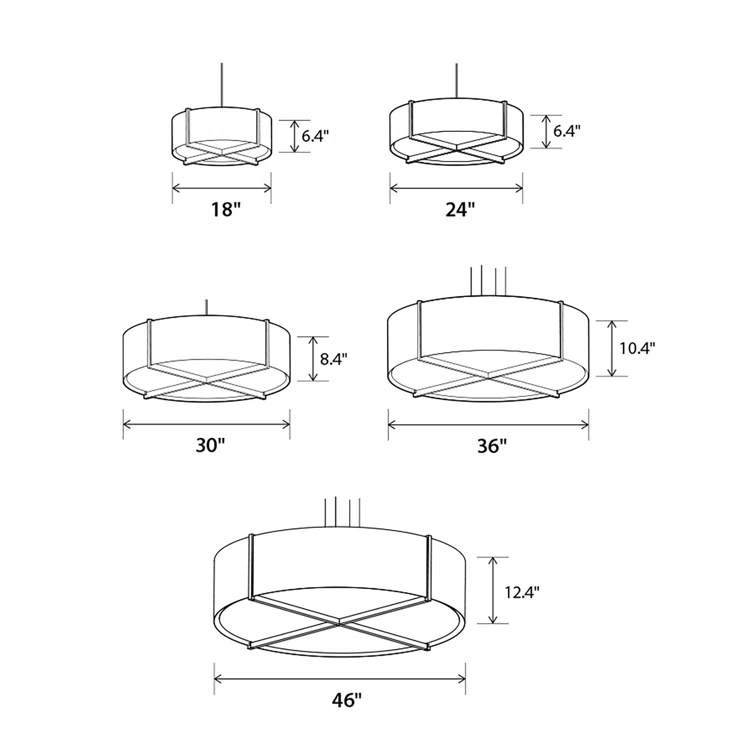 Plura 2 - Light Wood Dimmable Drum Chandelier