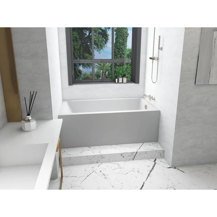 Elegant Lighting BT202-R3260GW Niklaus 60'' x 32'' Alcove/Tile Soaking Bathtub
