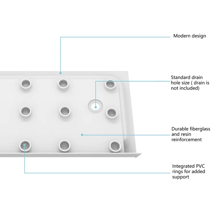 Laredo 60'' W 36'' D Rectangular Single Shower Base