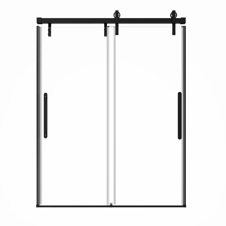 60" W x 76" H Frameless Shower Door Double Sliding 10MM Tempered Glass 304 Stainless Steel Hardware