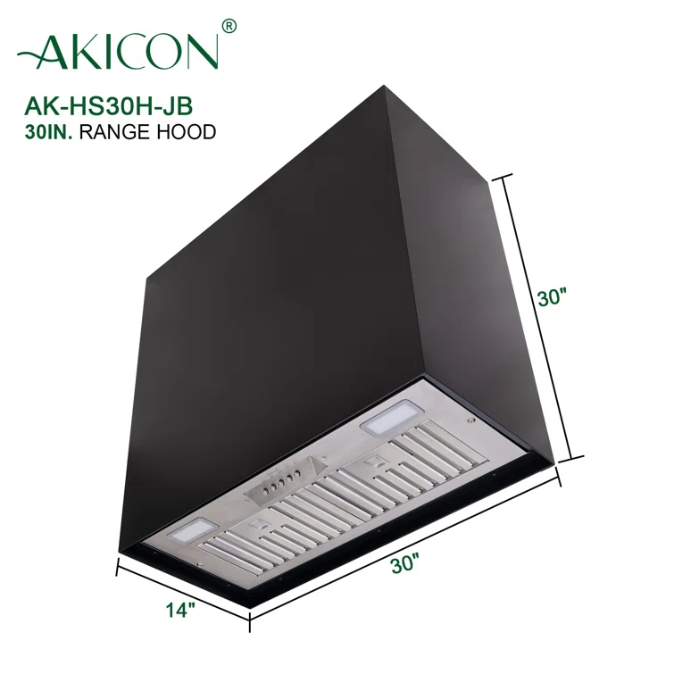 Akicon Stainless Steel 600 CFM Ducted (Vented) Wall Range Hood with Baffle Filter