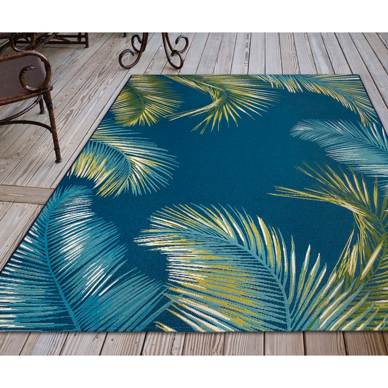 Shira Floral Navy/Green Indoor / Outdoor Area Rug
