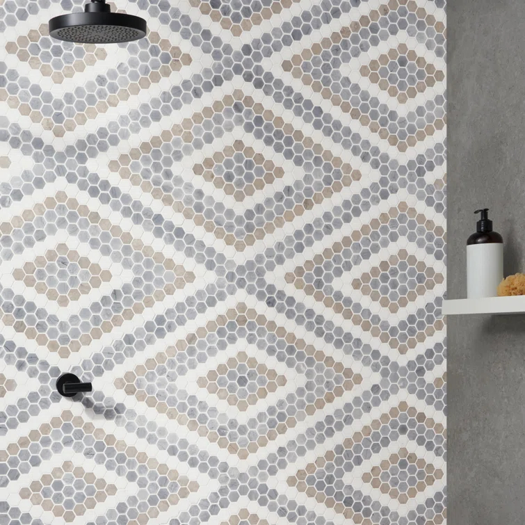 Hyperion 15.03'' W x 17.36'' L Marble Tile Mosaic Sheet