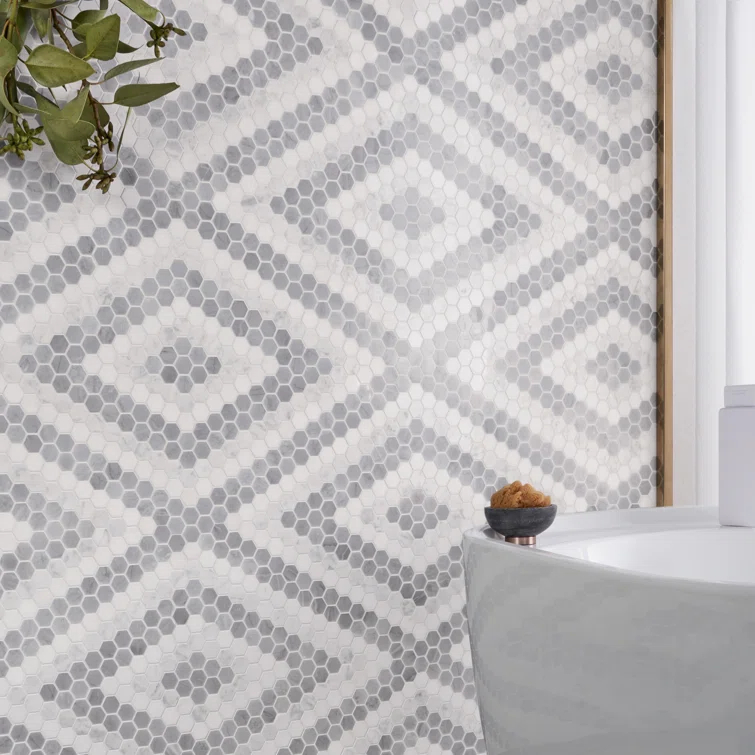 Hyperion 15.03'' W x 17.36'' L Marble Tile Mosaic Sheet