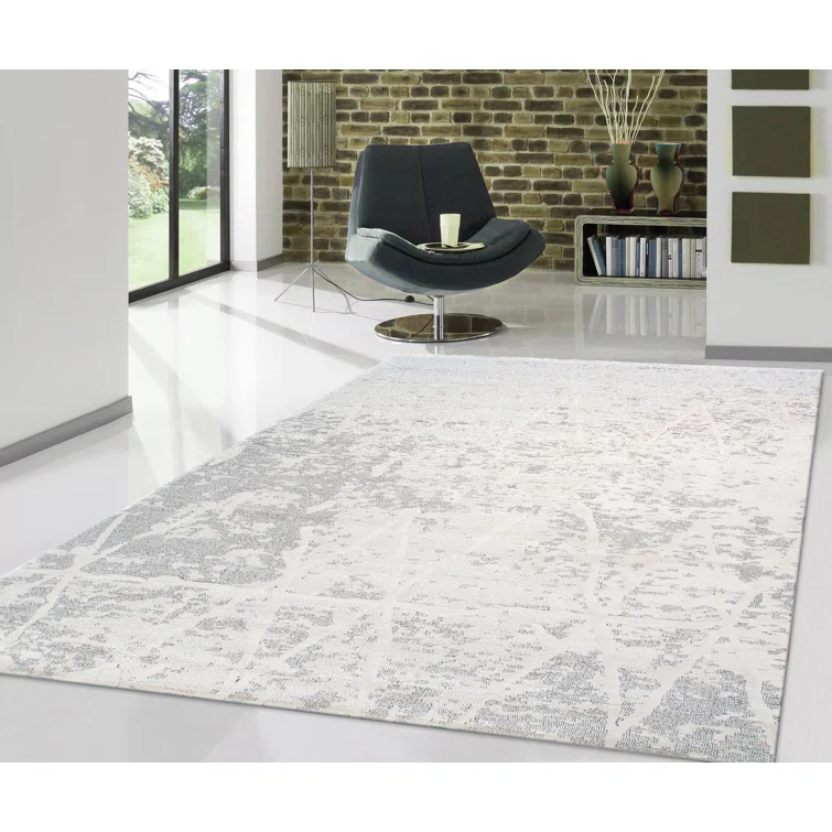 Sutton Polypropylene Ivory/Gray Area Rug