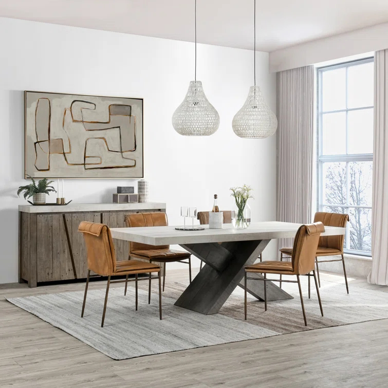 Durant Cream & Gray Reclaimed Wood 84" Rectangular Dining Table