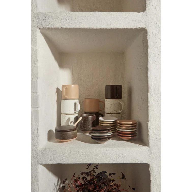 Hagi White and Light Brown Stoneware Sugar Bowl