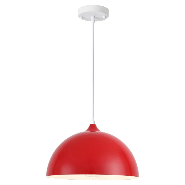 Danialah 1 - Light 11.81‘’ Industrial Dome Single Pendant with Metal Dome Shade for Kitchen Island Dinning Room