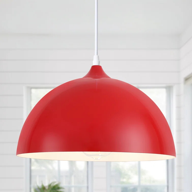 Danialah 1 - Light 11.81‘’ Industrial Dome Single Pendant with Metal Dome Shade for Kitchen Island Dinning Room