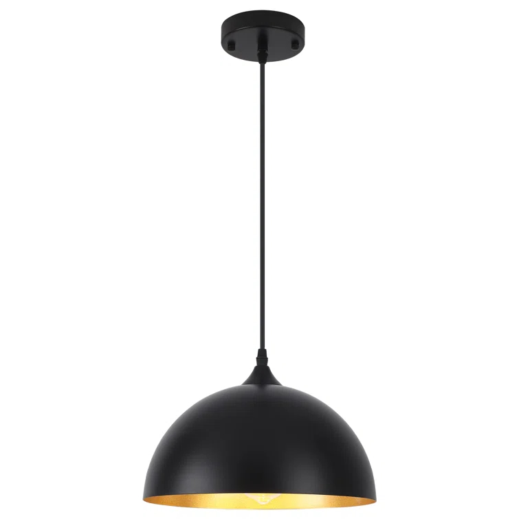Danialah 1 - Light 11.81" Industrial Dome Single Pendant with Metal Dome Shade for Kitchen Island Dinning Room