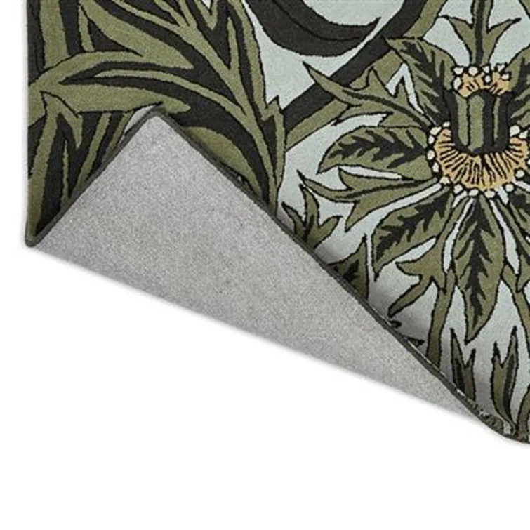 Hand-Tufted Green and White Wool Floral Area Rug, 8'2" x 11'6"