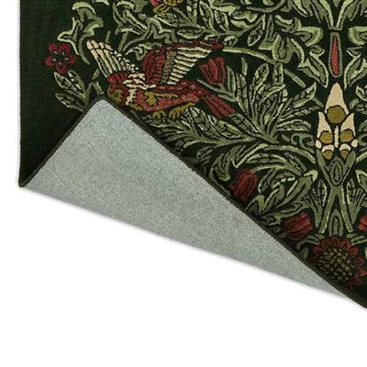 Hand Tufted Red and Green Floral Wool Area Rug