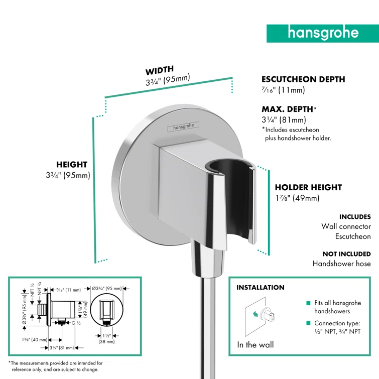 hansgrohe FixFit S Wall Outlet with Handshower Holder