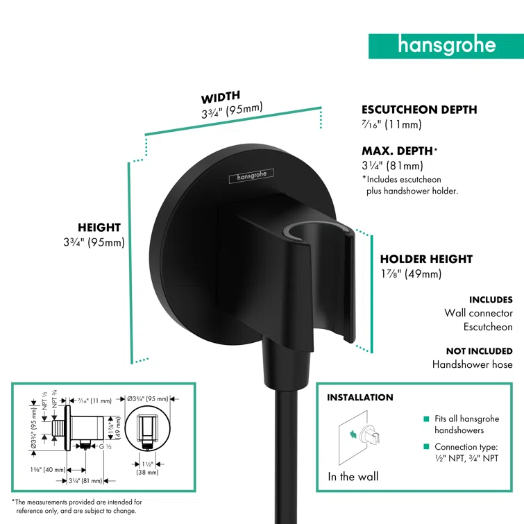 hansgrohe FixFit S Wall Outlet with Handshower Holder