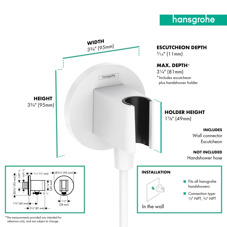 hansgrohe FixFit S Wall Outlet with Handshower Holder