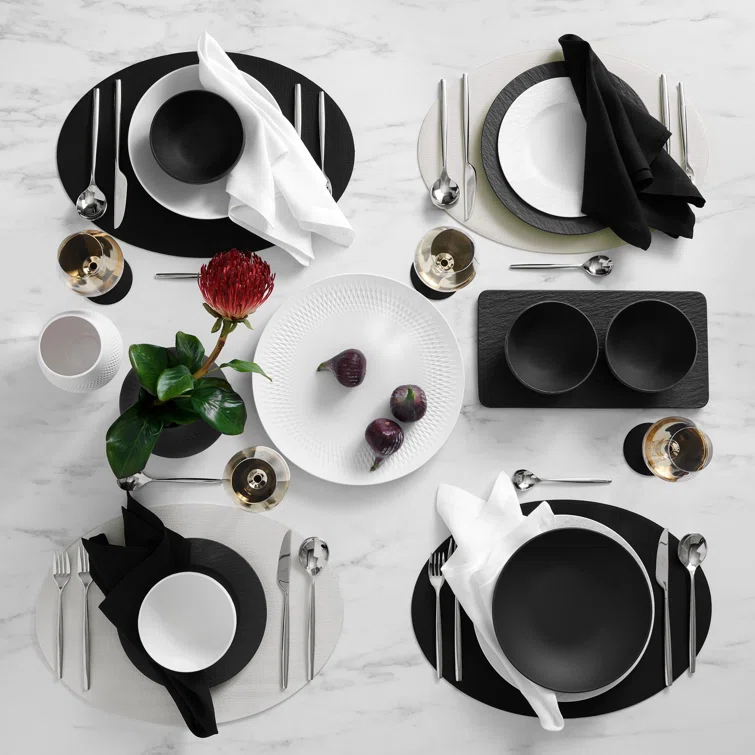 Manufacture Rock Oval Faux Leather Reversible Placemat (Set of 4)