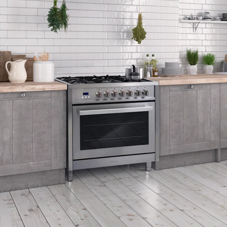 F965 Series 36 in. Stellar Collection 3.8 cu. ft. Dual Fuel Range, 5 Sealed Burners, 8 Function Convection Oven in Stainless Steel