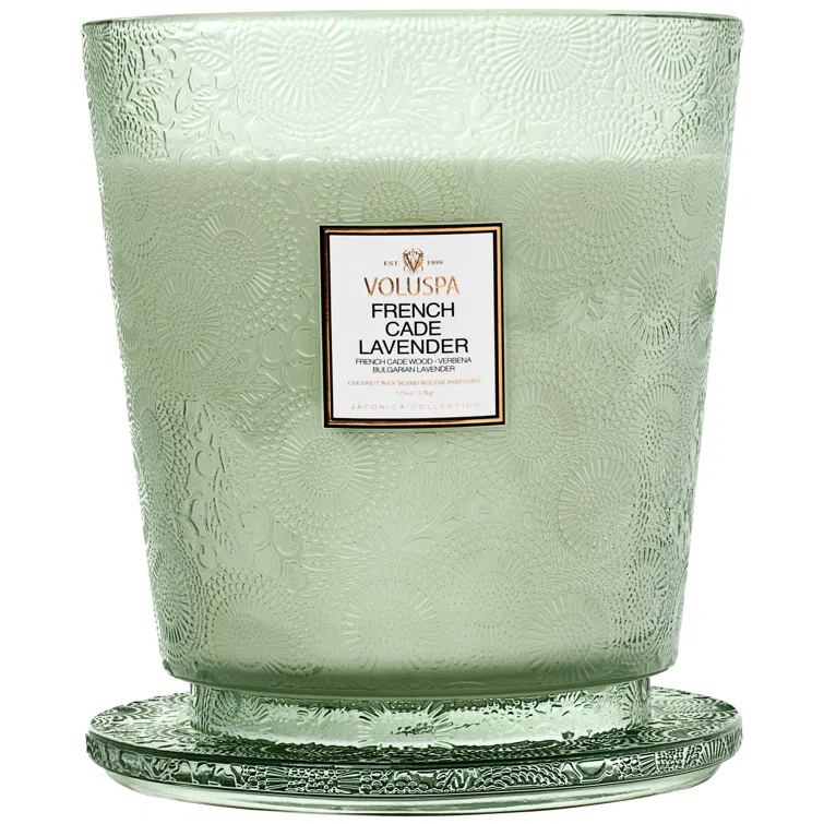 French Cade Lavender Embossed Glass 5-Wick Candle