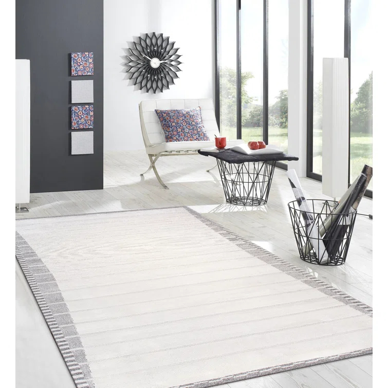 Pasargad Home Sutton 12' x 15' Power-Loomed Ivory/Grey Rug, For Indoor Space and all Age of Group