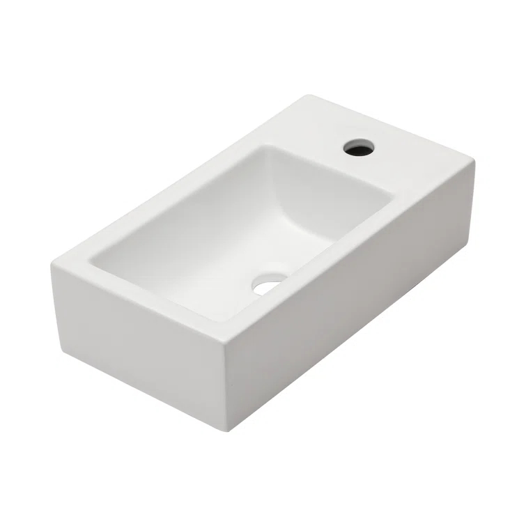 Lordear LGP1810-11 Lordear 10'' White Ceramic Rectangular Bathroom Sink