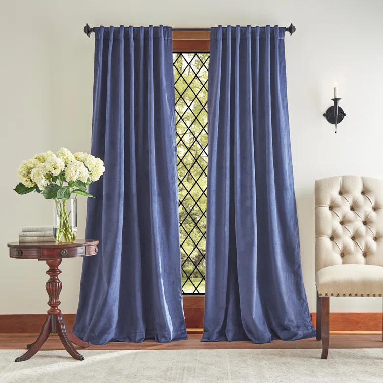 Martha Stewart Lucca Velvet Solid Max Blackout Rod Pocket Curtain Panel Pair (Set of 2) (Set of 2)