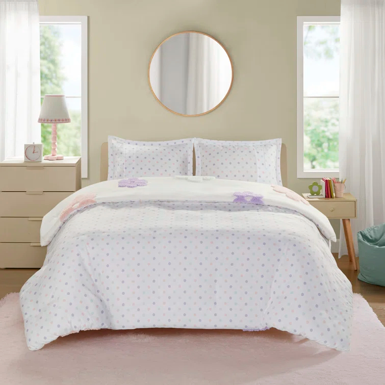 Gracie Floral Reversible Tufted Chenille Duvet Cover Set