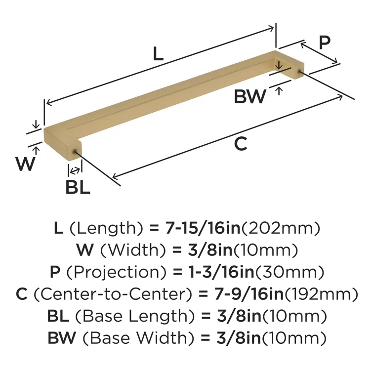 Monument 7-9/16 inch (192mm) Center-to-Center Polished Nickel Cabinet Pull
