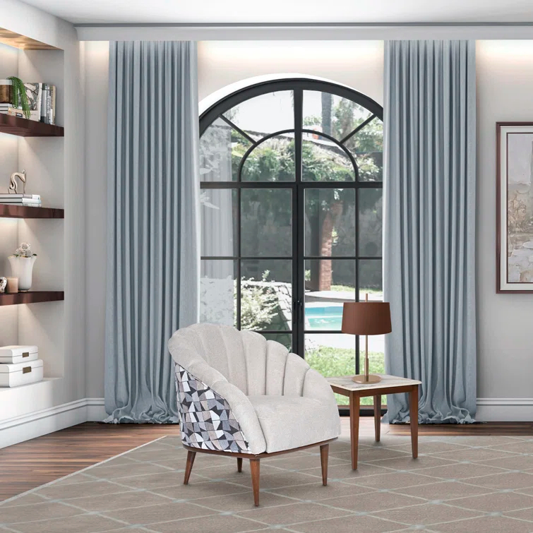 Balboa Chenille Accent Chair - Gray/Warm Walnut