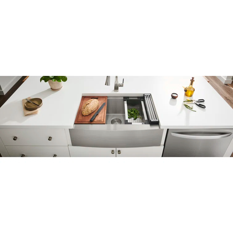 Ruvati 36-inch Apron-front Workstation Farmhouse Kitchen Sink 16 Gauge Stainless Steel Single Bowl