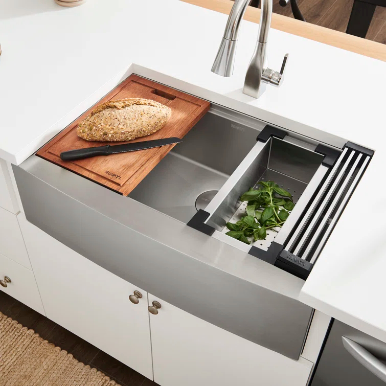 Ruvati 36-inch Apron-front Workstation Farmhouse Kitchen Sink 16 Gauge Stainless Steel Single Bowl