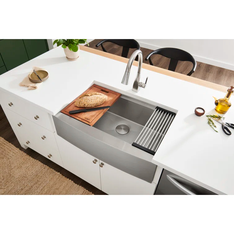 Ruvati 36-inch Apron-front Workstation Farmhouse Kitchen Sink 16 Gauge Stainless Steel Single Bowl