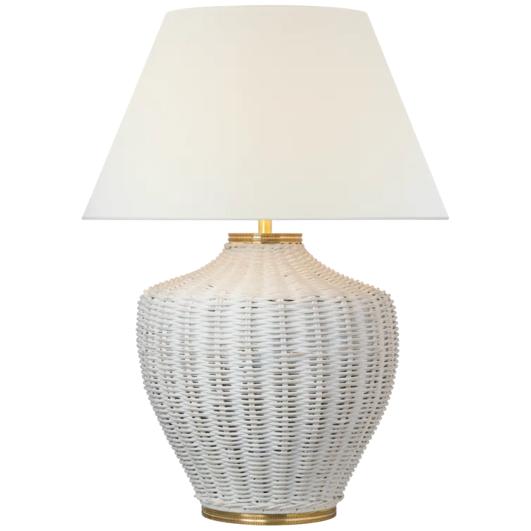Evie Adjustable White Wicker Outdoor Table Lamp