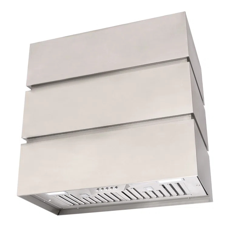 Akicon 600 CFM Wall Mount Range Hood Stainless Steel 3 Stacks Modern Box AK-HS30L-BS