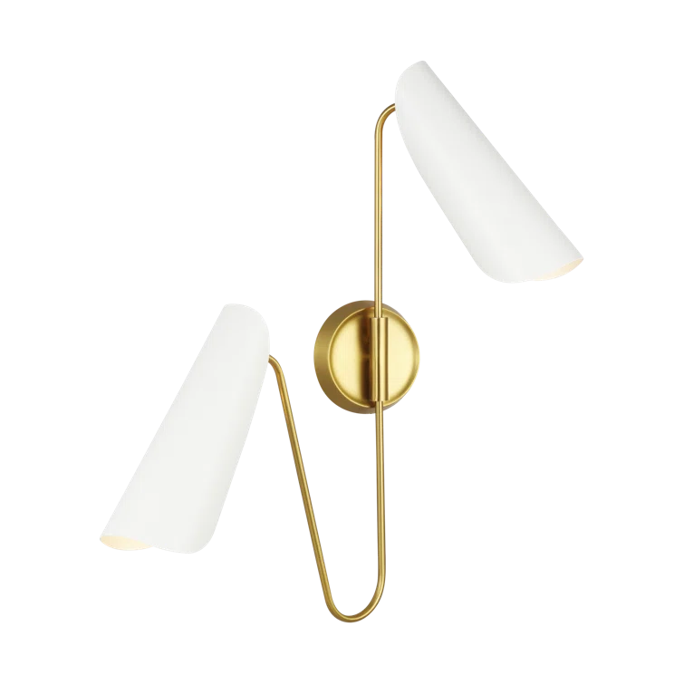 Tresa Matte White and Burnished Brass Cone Wall Sconce