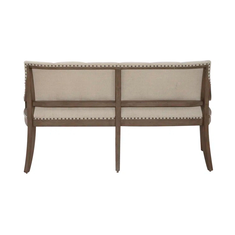 Americana Farmhouse Upholstered Shelter Dining Bench