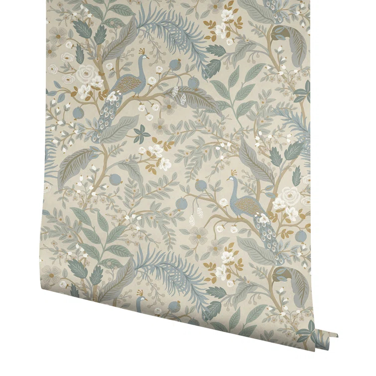 Peacock Garden Navy Peel and Stick Wallpaper