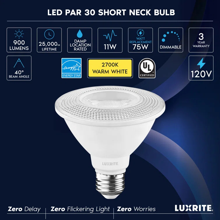 75 Watt Equivalent PAR30 E26/Medium (Standard) Dimmable LED Bulb