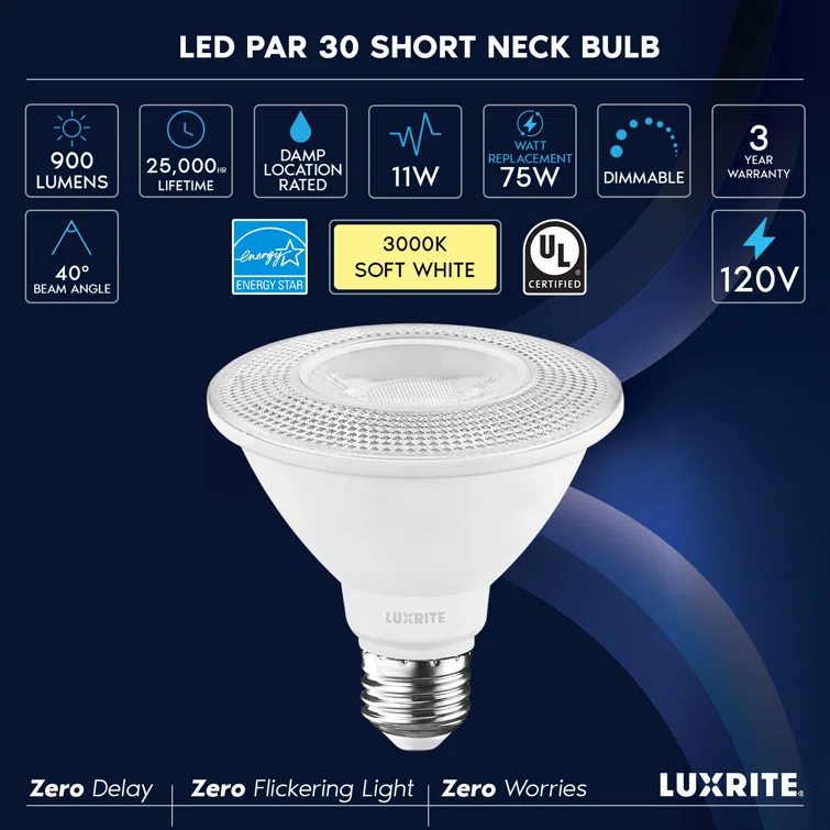 75 Watt Equivalent PAR30 E26/Medium (Standard) Dimmable LED Bulb