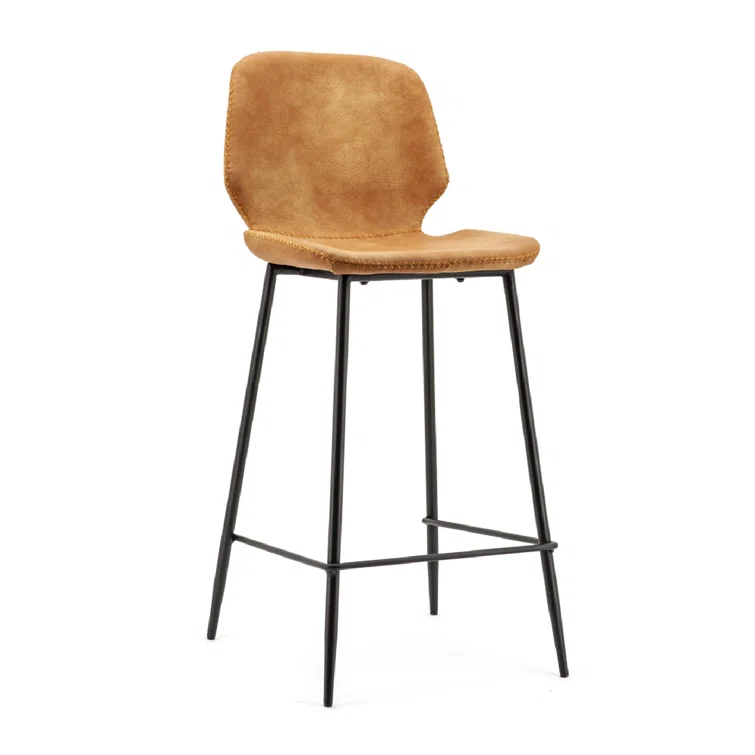 Seashell Upholstered Counter Stool with Metal Frame