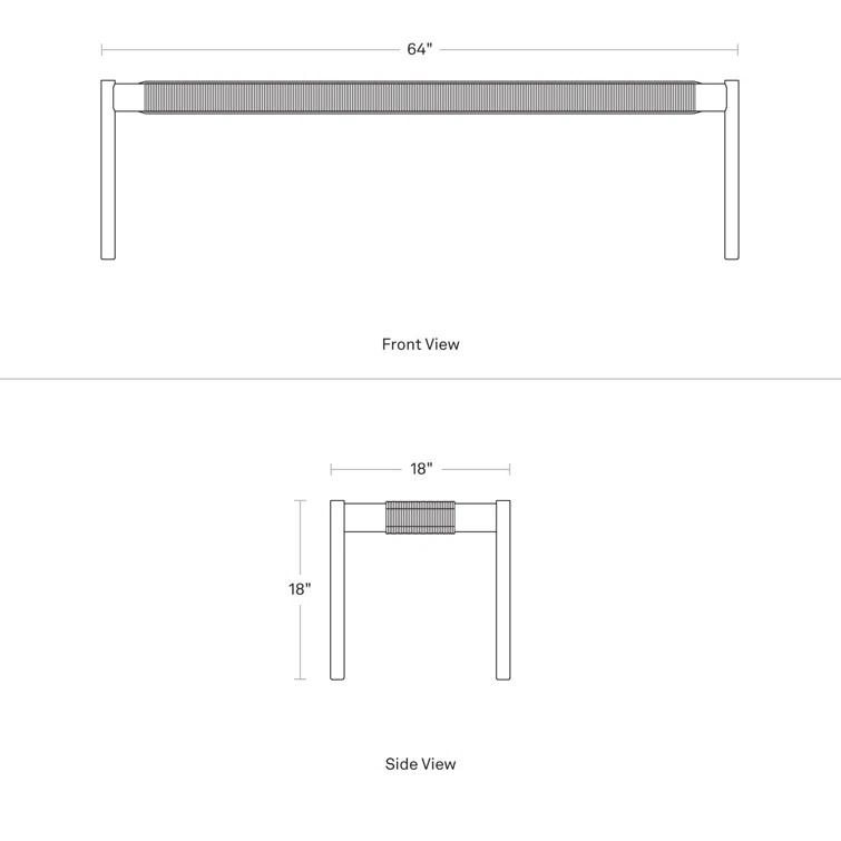 Invitation Oak Wood and Natural Woven Cord 64" Bench