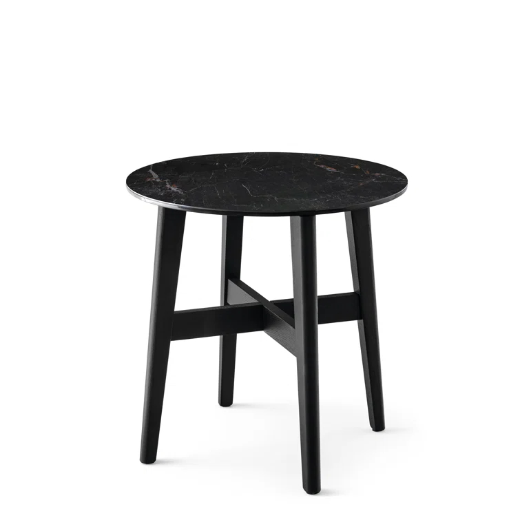Calligaris Abrey Round End Table with Wooden Base