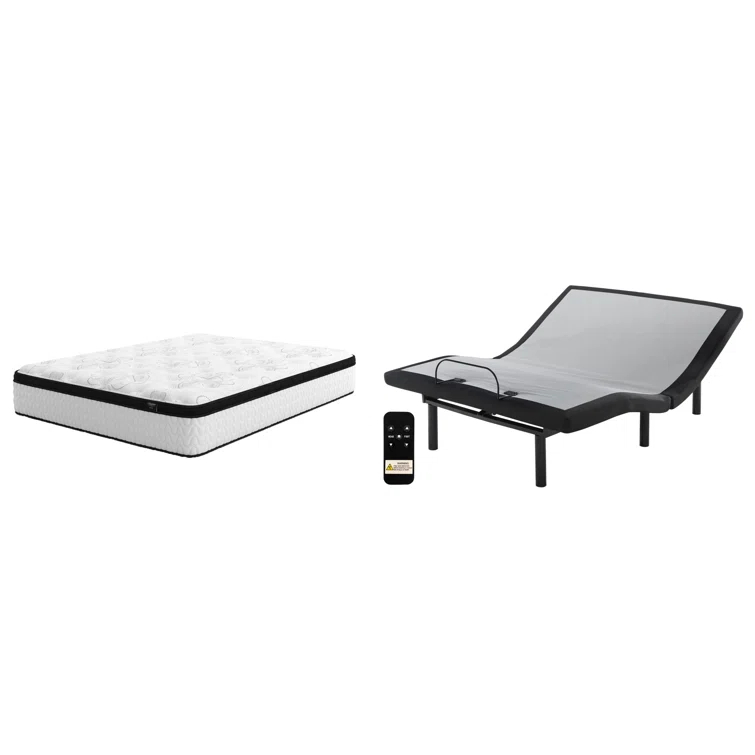 Signature Design by Ashley 12" Ultra Plush Gel Memory Foam Mattress and Adjustable Base